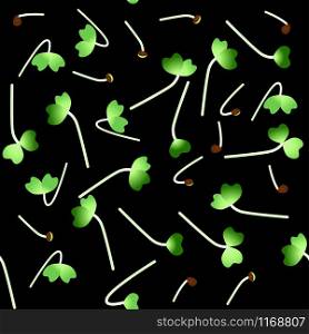 Microgreens Daikon Radish. Sprouting seeds of a plant. Seamless pattern. Vitamin supplement, vegan food. Microgreens Daikon Radish. Sprouting seeds of a plant. Seamless pattern. Vitamin supplement, vegan food.