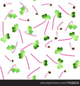 Microgreens Hong Vit Radish. Sprouting seeds of a plant. Seamless pattern. Isolated on white. Vitamin supplement, vegan food. Microgreens Hong Vit Radish. Sprouting seeds of a plant. Seamless pattern. Vitamin supplement, vegan food.
