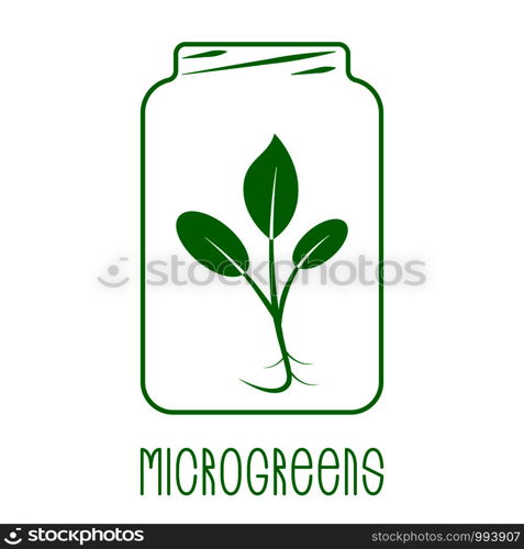 Microgreens Logo. Plant in a glass jar. Seed and living microgreens packaging design. Microgreens Logo. Plant in a glass jar. Seed and living microgreens packaging design.
