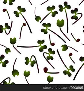 Microgreens Red Cabbage. Sprouting seeds of a plant. Seamless pattern. Isolated on white. Vitamin supplement, vegan food. Microgreens Red Cabbage. Sprouting seeds of a plant. Seamless pattern. Vitamin supplement, vegan food.