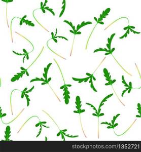 Microgreens Shungiku. Glebionis coronaria, garland chrysanthemum, chop suey green, crown daisy, Japanese-green. Seamless pattern. Isolated on white. Vitamin supplement, vegan food. Microgreens Shungiku. Sprouting seeds of a plant. Seamless pattern. Vitamin supplement, vegan food.
