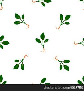 Microgreens. Sprouting seeds of a plant. Seamless pattern. Vitamin, vegan food. Isolated on white. Microgreens. Sprouting seeds of a plant. Seamless pattern.