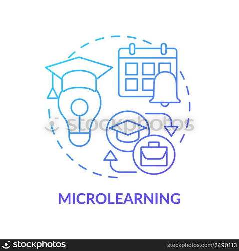 Microlearning blue gradient concept icon. Short time learning content. Online education trend abstract idea thin line illustration. Isolated outline drawing. Myriad Pro-Bold font use. Microlearning blue gradient concept icon