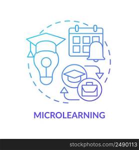 Microlearning blue gradient concept icon. Short time learning content. Online education trend abstract idea thin line illustration. Isolated outline drawing. Myriad Pro-Bold font use. Microlearning blue gradient concept icon