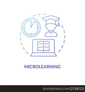 Microlearning blue gradient concept icon. Short time lessons method abstract idea thin line illustration. Isolated outline drawing. Editable stroke. Roboto-Medium, Myriad Pro-Bold fonts used. Microlearning blue gradient concept icon