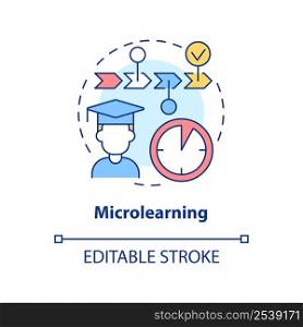 Microlearning concept icon. New skill you can learn abstract idea thin line illustration. Learn small pieces of content. Isolated outline drawing. Editable stroke. Arial, Myriad Pro-Bold fonts used. Microlearning concept icon