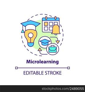 Microlearning concept icon. Short time learning content. Online education trend abstract idea thin line illustration. Isolated outline drawing. Editable stroke. Arial, Myriad Pro-Bold fonts use. Microlearning concept icon