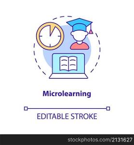 Microlearning concept icon. Short time lessons. Electronic learning method abstract idea thin line illustration. Isolated outline drawing. Editable stroke. Roboto-Medium, Myriad Pro-Bold fonts used. Microlearning concept icon