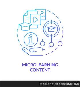 Microlearning content blue gradient concept icon. Micro learning component abstract idea thin line illustration. Short elearning sessions. Isolated outline drawing. Myriad Pro-Bold font used. Microlearning content blue gradient concept icon