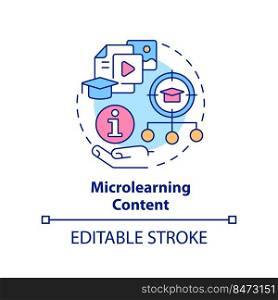 Microlearning content concept icon. Micro learning component abstract idea thin line illustration. Elearning sessions. Isolated outline drawing. Editable stroke. Arial, Myriad Pro-Bold fonts used. Microlearning content concept icon