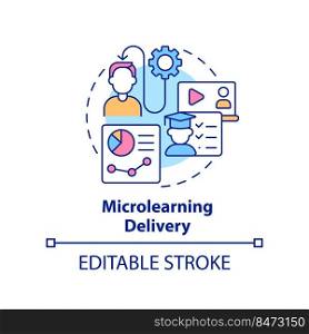 Microlearning delivery concept icon. Micro learning module abstract idea thin line illustration. Educational platforms. Isolated outline drawing. Editable stroke. Arial, Myriad Pro-Bold fonts used. Microlearning delivery concept icon
