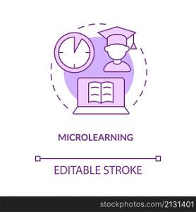 Microlearning purple concept icon. Short time lessons. Elearning method abstract idea thin line illustration. Isolated outline drawing. Editable stroke. Roboto-Medium, Myriad Pro-Bold fonts used. Microlearning purple concept icon