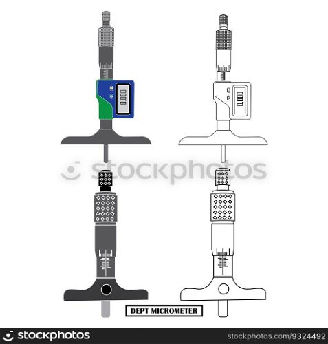 micrometer dept measuring instrument icon vector simple design