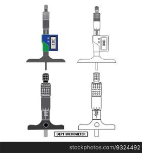 micrometer dept measuring instrument icon vector simple design