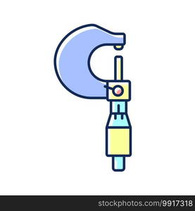 Micrometer RGB color icon. Measuring object length and dept. Making accurate measurements for engineering purposes. Machine shops, mechanical engineering circles. Isolated vector illustration. Micrometer RGB color icon