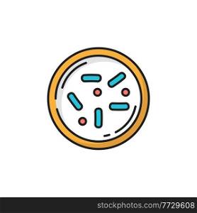 Microorganism virus bacteria cell isolated color line icon. Vector healthy organism bacteria, flat chemical microbe. Prebiotics sign, gastrointestinal therapy. Bifidobacterium, positive bacterium. Probiotics or lactobacillus in circle isolated