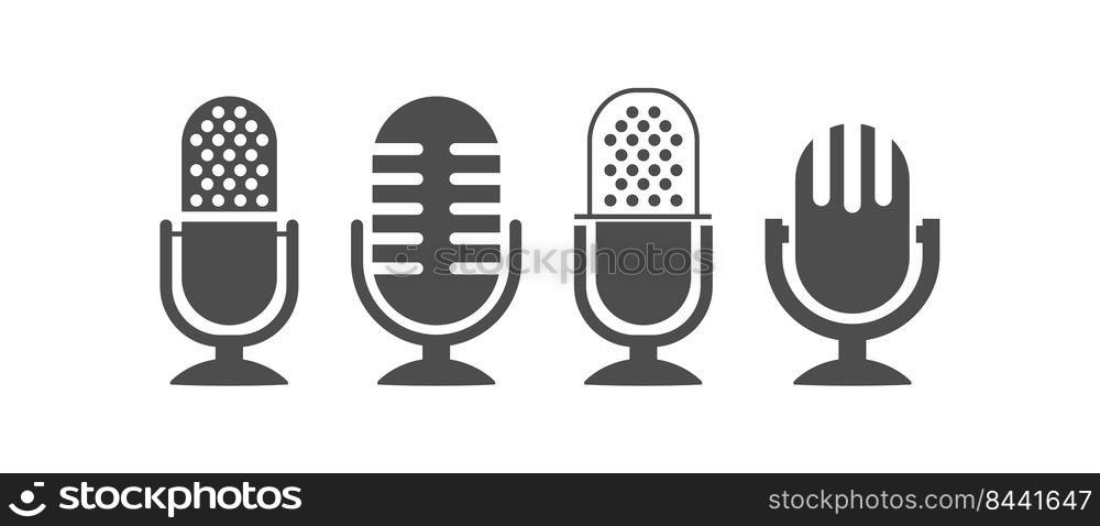 Microphone. A device for converting voice into an electrical signal. Vector icon for websites and applications. Flat style