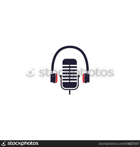 Microphone and Headphones icon logo vector symbol