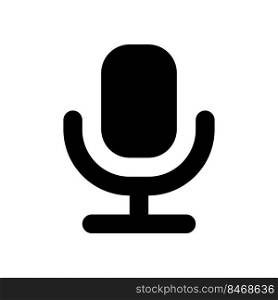 Microphone black glyph ui icon. Sharing voice messages. Convert text into audio. User interface design. Silhouette symbol on white space. Solid pictogram for web, mobile. Isolated vector illustration. Microphone black glyph ui icon