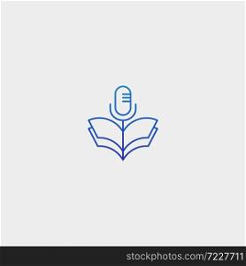 Microphone Book Symbol Learn Line Vector Design