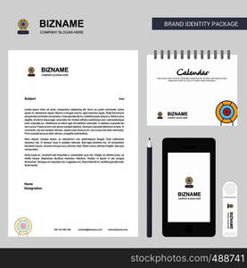 Microphone Business Letterhead, Calendar 2019 and Mobile app design vector template