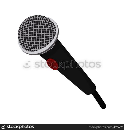 Microphone cartoon icon. With red button. Illustration on white background. Microphone cartoon icon