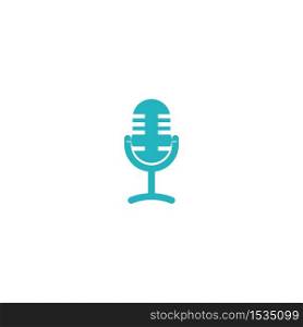 Microphone Classic stand icon logo design template for podcast streaming