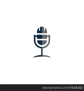 Microphone Classic stand icon logo design template for podcast streaming