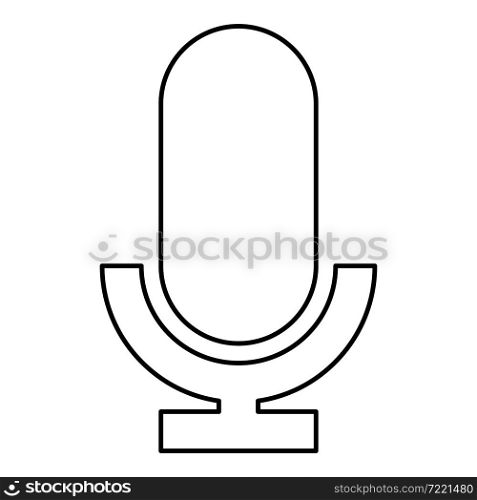 Microphone contour outline icon black color vector illustration flat style simple image. Microphone contour outline icon black color vector illustration flat style image