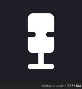 Microphone dark mode glyph ui icon. Recording audio. Mobile application. User interface design. White silhouette symbol on black space. Solid pictogram for web, mobile. Vector isolated illustration. Microphone dark mode glyph ui icon