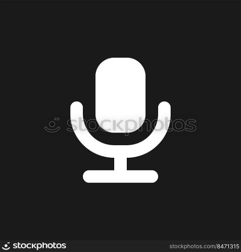 Microphone dark mode glyph ui icon. Voice message. Convert text into audio. User interface design. White silhouette symbol on black space. Solid pictogram for web, mobile. Vector isolated illustration. Microphone dark mode glyph ui icon