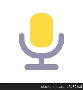 Microphone flat color ui icon. Voice recorder. Sharing voice messages. Converting text into audio. Simple filled element for mobile app. Colorful solid pictogram. Vector isolated RGB illustration. Microphone flat color ui icon