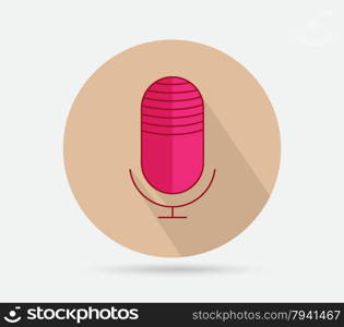 Microphone flat icon on geometric background