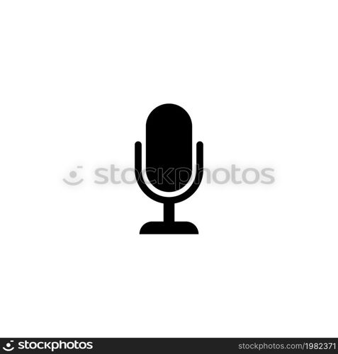Microphone. Flat Vector Icon. Simple black symbol on white background. Microphone Flat Vector Icon