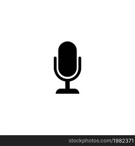 Microphone. Flat Vector Icon. Simple black symbol on white background. Microphone Flat Vector Icon