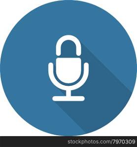 Microphone Icon. Flat Design. Long Shadow.