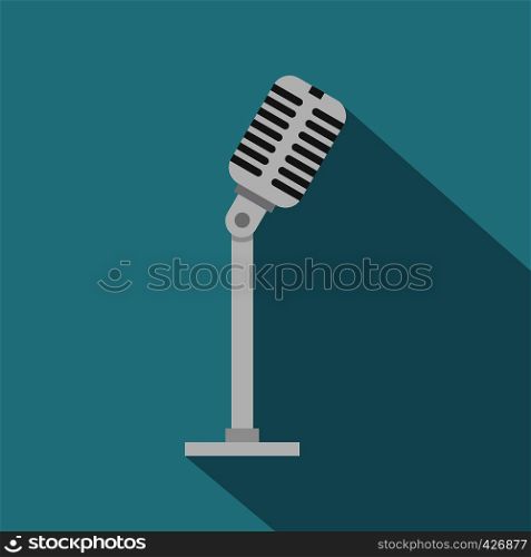 Microphone icon. Flat illustration of microphone vector icon for web. Microphone icon, flat style
