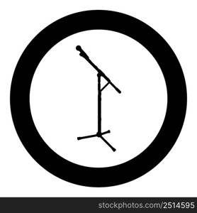 Microphone icon in circle round black color vector illustration image solid outline style simple. Microphone icon in circle round black color vector illustration image solid outline style