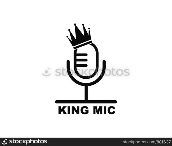 microphone icon logo of karaoke and musical vector illustration design template