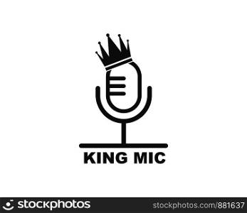microphone icon logo of karaoke and musical vector illustration design template