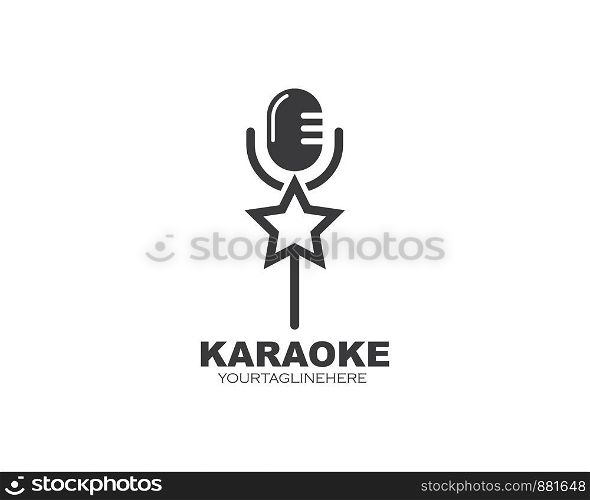 microphone icon logo of karaoke and musical vector illustration design template
