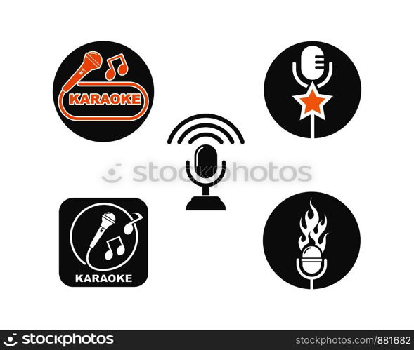 microphone icon logo of karaoke and musical vector illustration design template