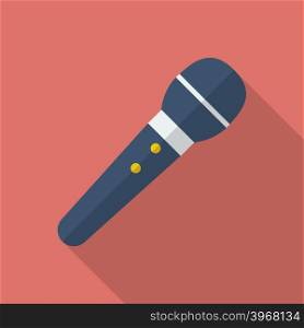 Microphone icon. Modern Flat style with a long shadow