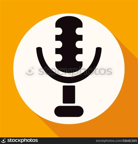 microphone icon on white circle with a long shadow