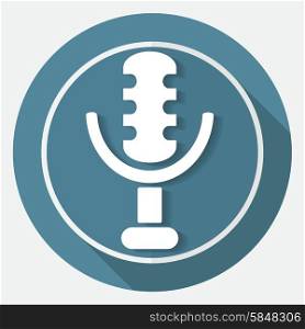 microphone icon on white circle with a long shadow