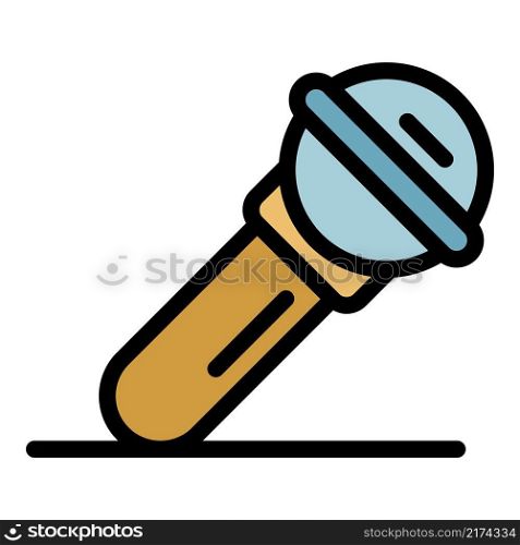 Microphone icon. Outline microphone vector icon color flat isolated. Microphone icon color outline vector