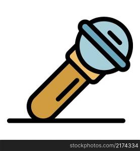 Microphone icon. Outline microphone vector icon color flat isolated. Microphone icon color outline vector