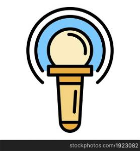Microphone icon. Outline microphone vector icon color flat isolated on white. Microphone icon color outline vector
