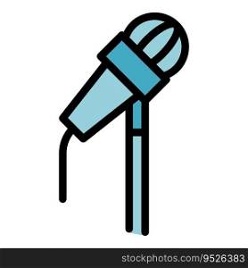 Microphone icon outline vector. Speach election. Public student color flat. Microphone icon vector flat