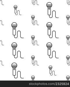 Microphone Icon Seamless Pattern, Mic Icon, Audio, Sound Instrument Vector Art Illustration